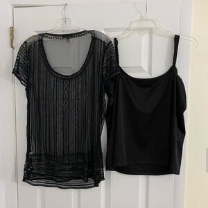 Beaded Black 2-PieceTop, Never Worn, size Large